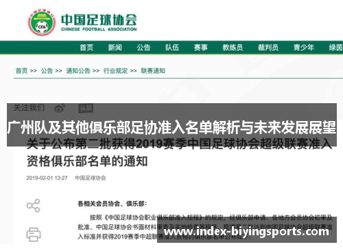 广州队及其他俱乐部足协准入名单解析与未来发展展望